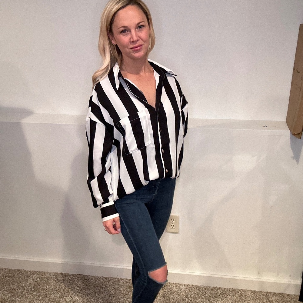 Stripe Postive Button Up Top - image 3